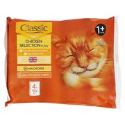 Classic Cat Food Chicken Selection in Jelly 4 x 100g Pouches