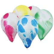Marble Party Balloons - Green, Blue, Red & Yellow (Pack of 12)