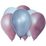 Metallic Party Balloons - Rose Gold, Silver & White (Pack of 12)