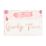 Metallic Rose Gold Party Time Banner, 70cm
