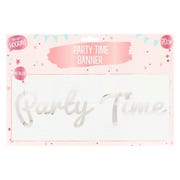 Metallic SIlver Party Time Banner, 70cm