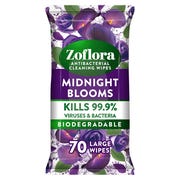 Zoflora Antibacterial Multi-Surface Cleaning Wipes Midnight Blooms 70 Large Wipes