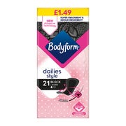 Bodyform Dailies Black Normal Panty Liners 21 pack