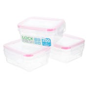 Mini Clip Lock Container, 200ml (Pack of 3) - Pink