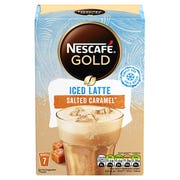 Nescafe Gold Iced Salted Caramel Latte Instant Coffee 7 x 14.5g Sachets