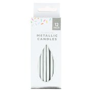 Metallic Silver Candles (Pack of 12)