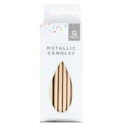 Metallic Gold Candles (Pack of 12)