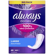 Always Daily Protect Long Panty Liners, Odour Lock, 46 Count